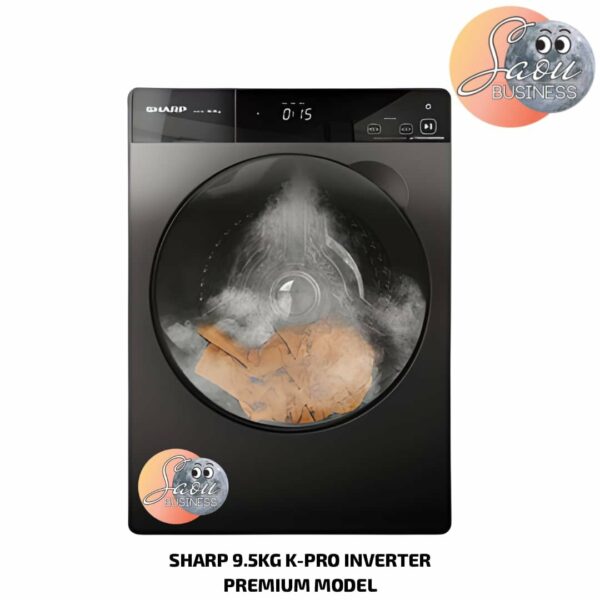 Machine à Laver Sharp 9.5KG K-Pro Inverter Gris Noir Premium Model ES-FS954KJZ-G
