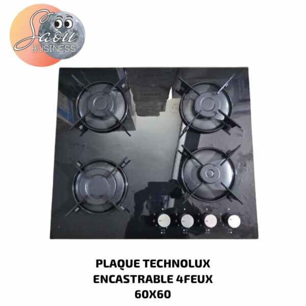 PLAQUE TECHNOLUX ENCASTRABLE 4FEUX 60X60 VERRE NOIR TCX6BH4GG