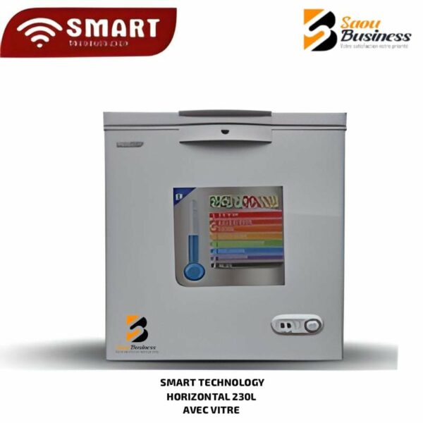 CONGELATEUR SMART TECHNOLOGY HORIZONTAL 230L AVEC VITRE SILVER STCC-230