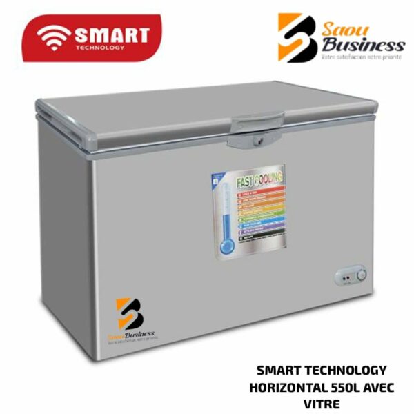 CONGELATEUR SMART TECHNOLOGY HORIZONTAL 550 LITRES AVEC VITRE SILVER