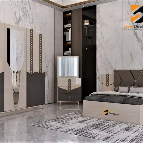 CHAMBRE A COUCHER 6BATTANT 4PIECES BERLIN MARRON BEIGE