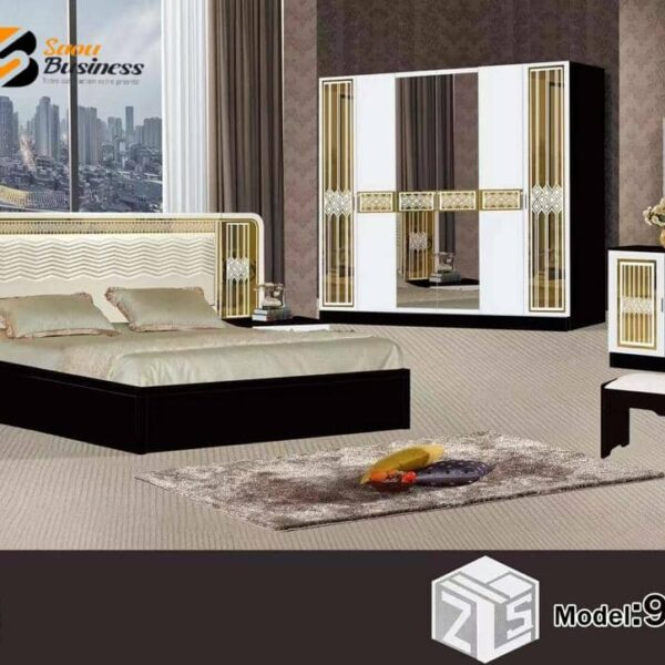 CHAMBRE A COUCHER 6 BATTANT 4 PIECES NOIR BLANC 903B