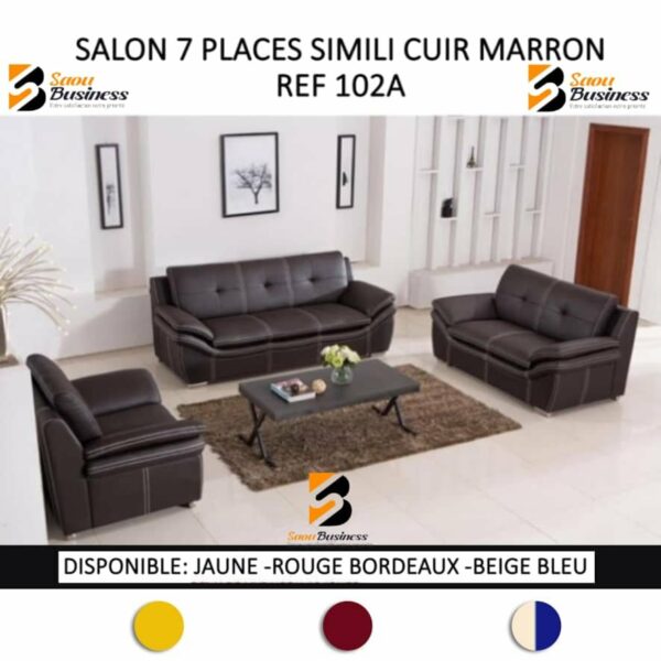 SALON 7PALACES SIMILI CUIR MARRON 102B