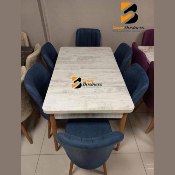 TABLE A MANGER EXTENSIBLE GRIS 6CHAISES BLEU