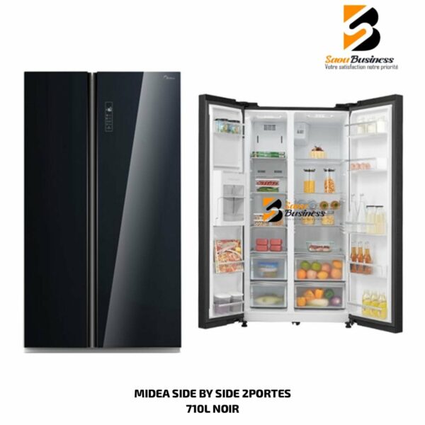 REFRIGERATEUR MIDEA SIDE BY SIDE 2PORTES 710L NOIR 71OFGF22