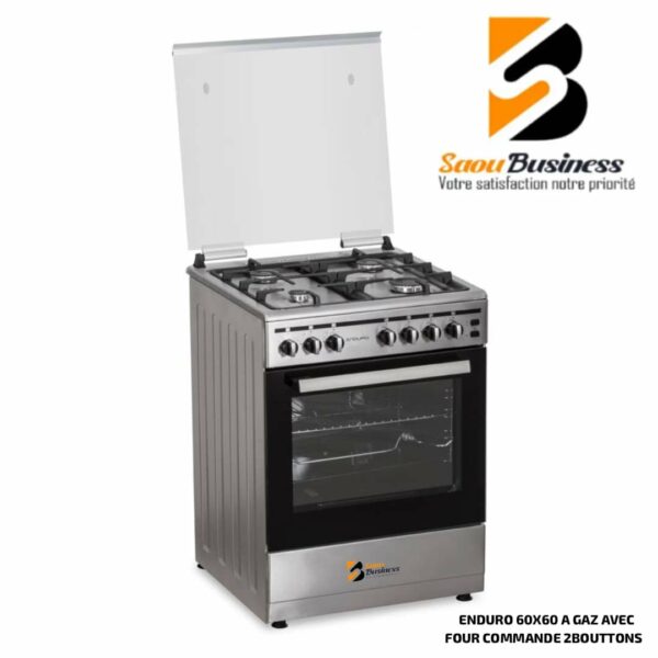 CUISINIERE ENDURO 60X60 A GAZ AVEC FOUR COMMANDE 2BOUTTONS S6060CM