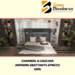 CHAMBRE A COUCHER ARMOIRE 6BATTANTS 6PIECES GRIS EFSUN – Image 3