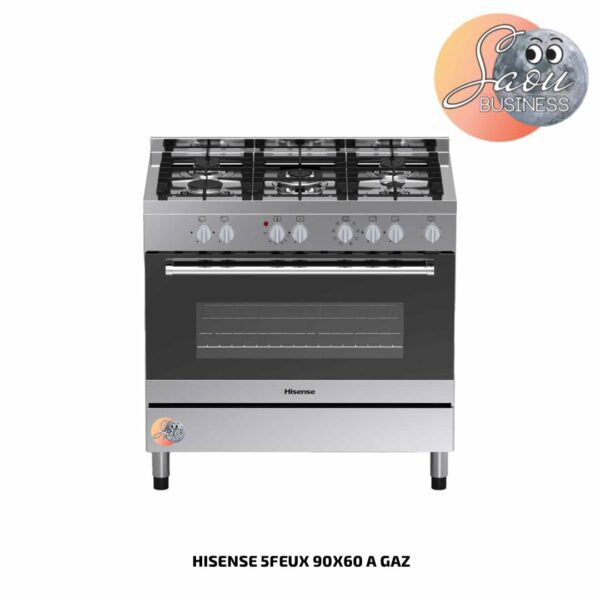 Cuisinière HISENSE 5FEUX 90X60 A Gaz SILVER HFS90GA5ES