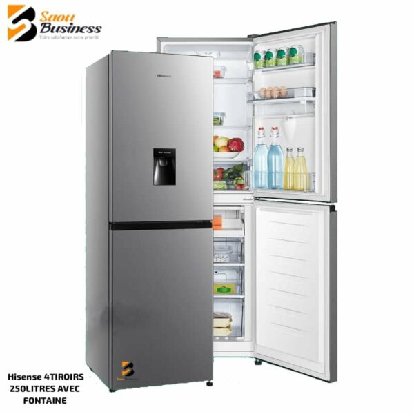 Réfrigérateur HISENSE Combiné 
4TIROIRS 250 Avec Fontaine RD34DC4SB