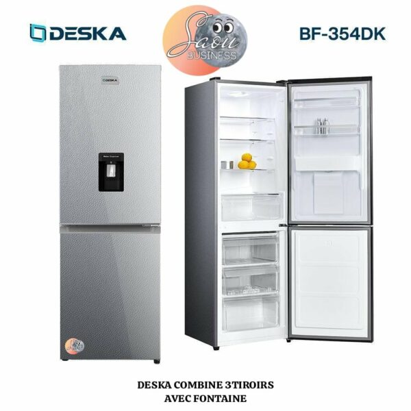 Réfrigérateur DESKA Combine 3TIROIRS GM+Fontaine SILVER