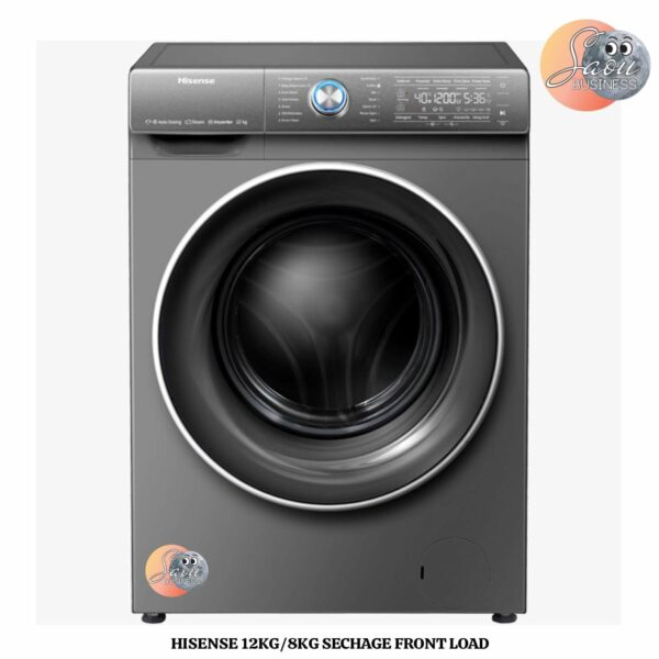 Machine a Laver HISENSE 12KG/8KG SECHAGE FRONT LOAD SILVER WDQR1214VAJMT