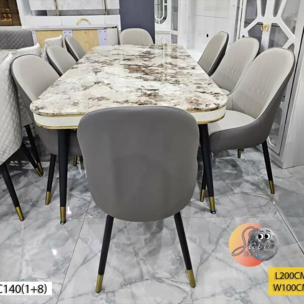 Table à Manger C140(1+8) -Gris/Beige