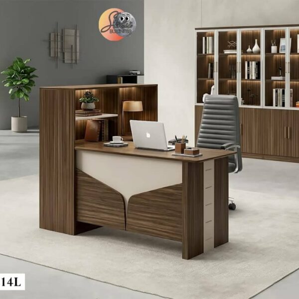 KT2527-14L - BUREAU DIRECTION EXÉCUTIF AVEC MEUBLE DE RANGEMENT LATÉRAL INTÉGRÉ