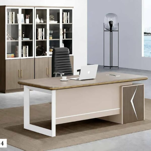 KT2525-14 - BUREAU DIRECTION CONTEMPORAIN AVEC CAISSON LATÉRAL INTÉGRÉ