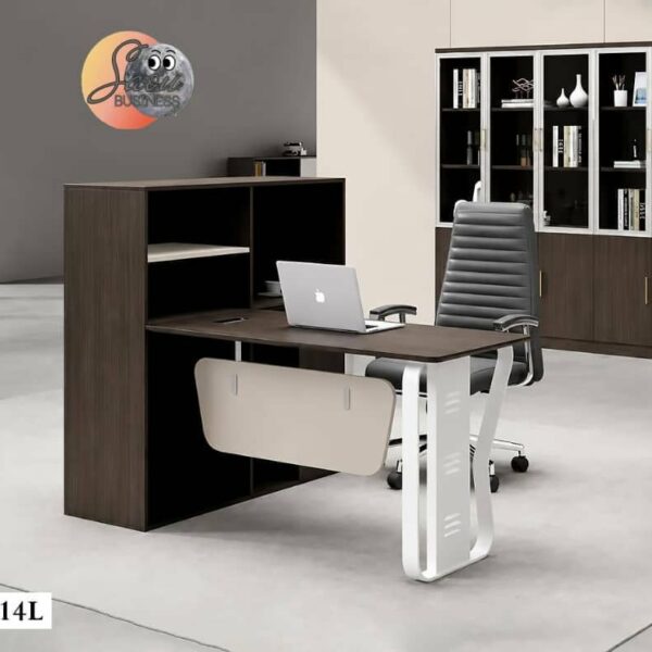 KT2528-14L - BUREAU DIRECTION EXÉCUTIF AVEC COMPTOIR/RANGEMENT LATÉRAL INTÉGRÉ