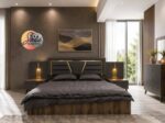 Chambre à Coucher Armoire 6Battants 5Pièces Gris Doré Alice (3443) – Image 6