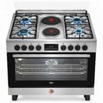 CUISINIERE BEKO 6FEUX 90X60 A GAZ + 2 PLAQUES DE CUISSON INOX BGM21225EX – Image 2