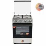 CUISINIERE ASTECH 4FEUX 60X60 + FOUR A GAZ FULL OPTION GRIS CK63DA010