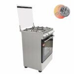 CUISINIERE ASTECH 4FEUX 60X60 + FOUR A GAZ FULL OPTION GRIS CK63DA010 – Image 2