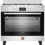 CUISINIERE BEKO 5FEUX 90X60 A GAZ FULL OPTION VENTILO + FOUR ELECTRIQUE INOX BGM11226EX – Image 2
