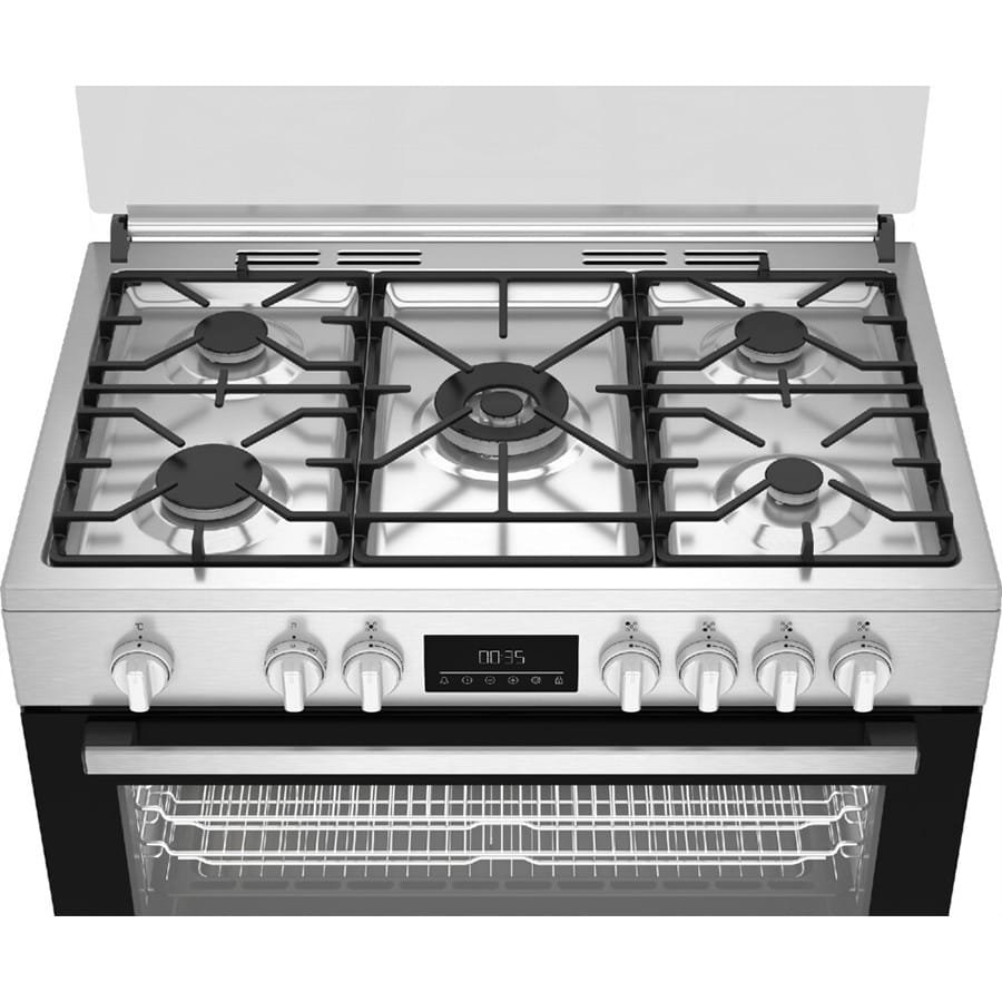 2026/10/697006.jpg CUISINIERE BEKO 5FEUX 90X60 A GAZ FULL OPTION VENTILO + FOUR ELECTRIQUE INOX BGM11226EX – Image 1
