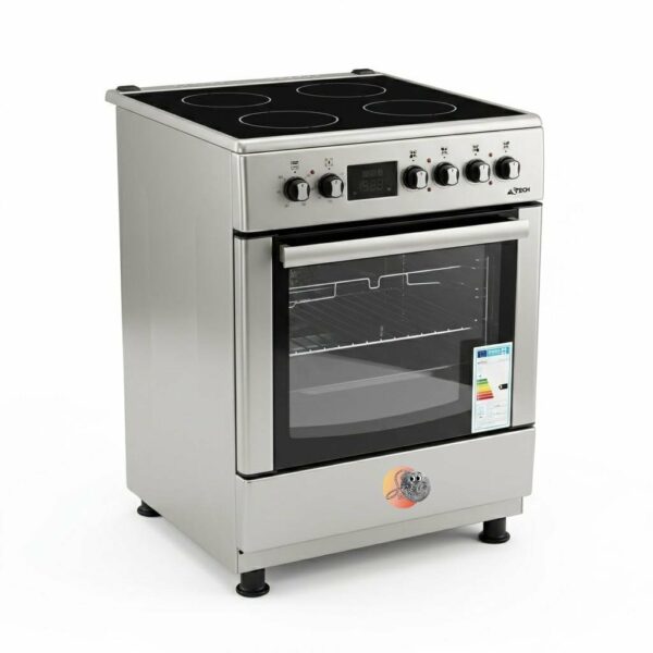 CUISINIERE ASTECH 4FEUX 60X60 ELECTRIQUE AVEC FOUR ELCTRIQUE INOX CK78PLFOEL