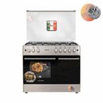 CUISINIERE ASTECH 5FEUX 90X60 A GAZ AVEC FOUR A GAZ AVEC PORTE BOUTEILLE CK95BSAR – Image 2